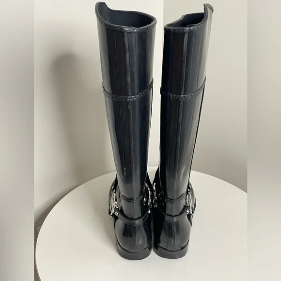 Michael Kors logo Fulton Harness Tall Rain Boot designer riding style knee high - Picture 5 of 9